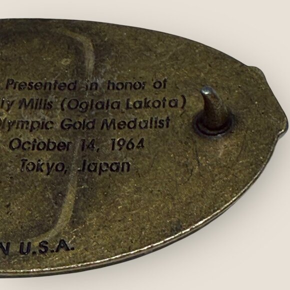 Running Strong Belt Buckle 40th Anniv American Indian Youth Gold Medalist 1964 - Picture 4 of 4